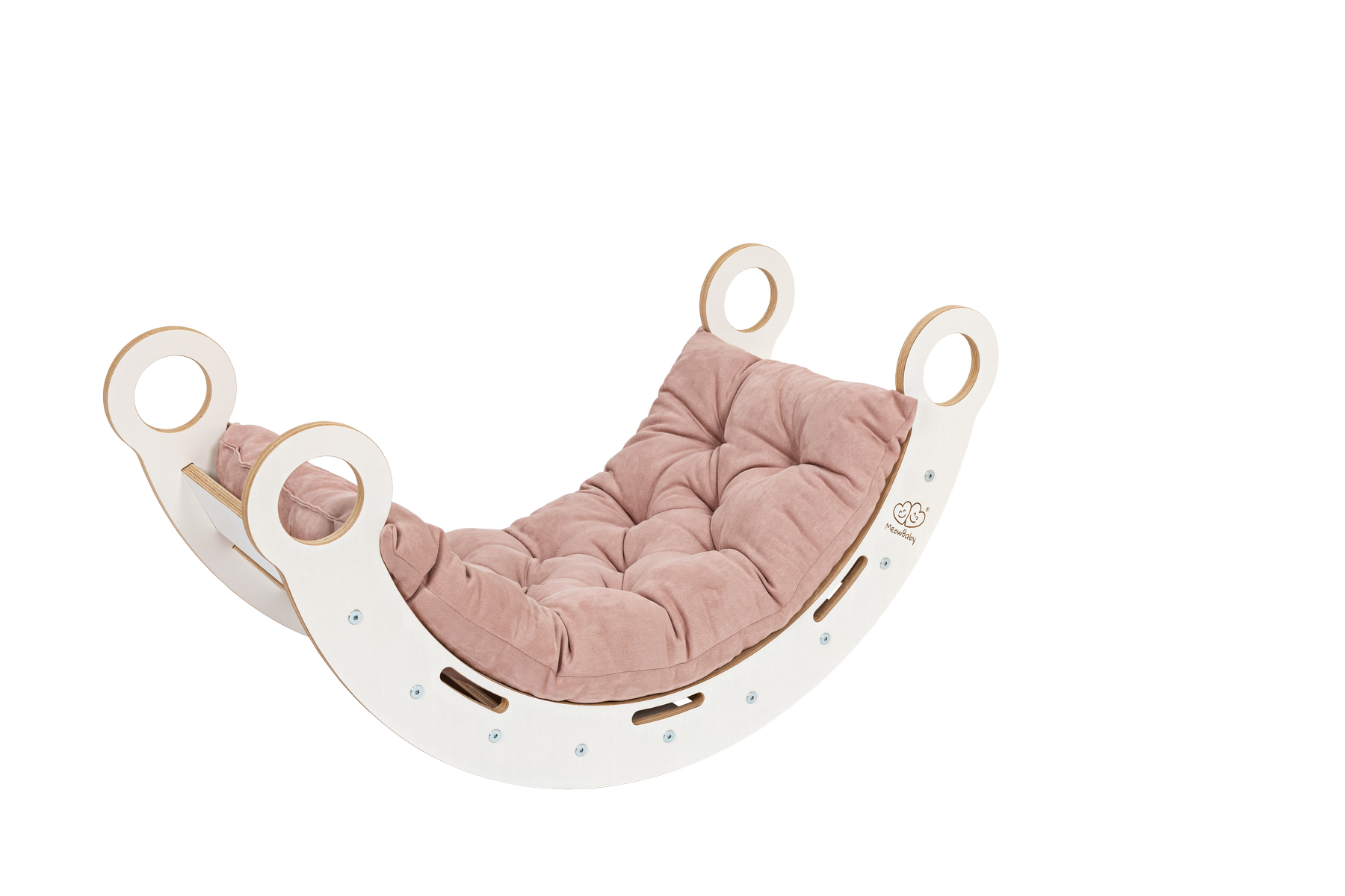 Mecedora Dream de madera blanca con almohada, tobogán y escalera - Pequeña - ZuriBoo