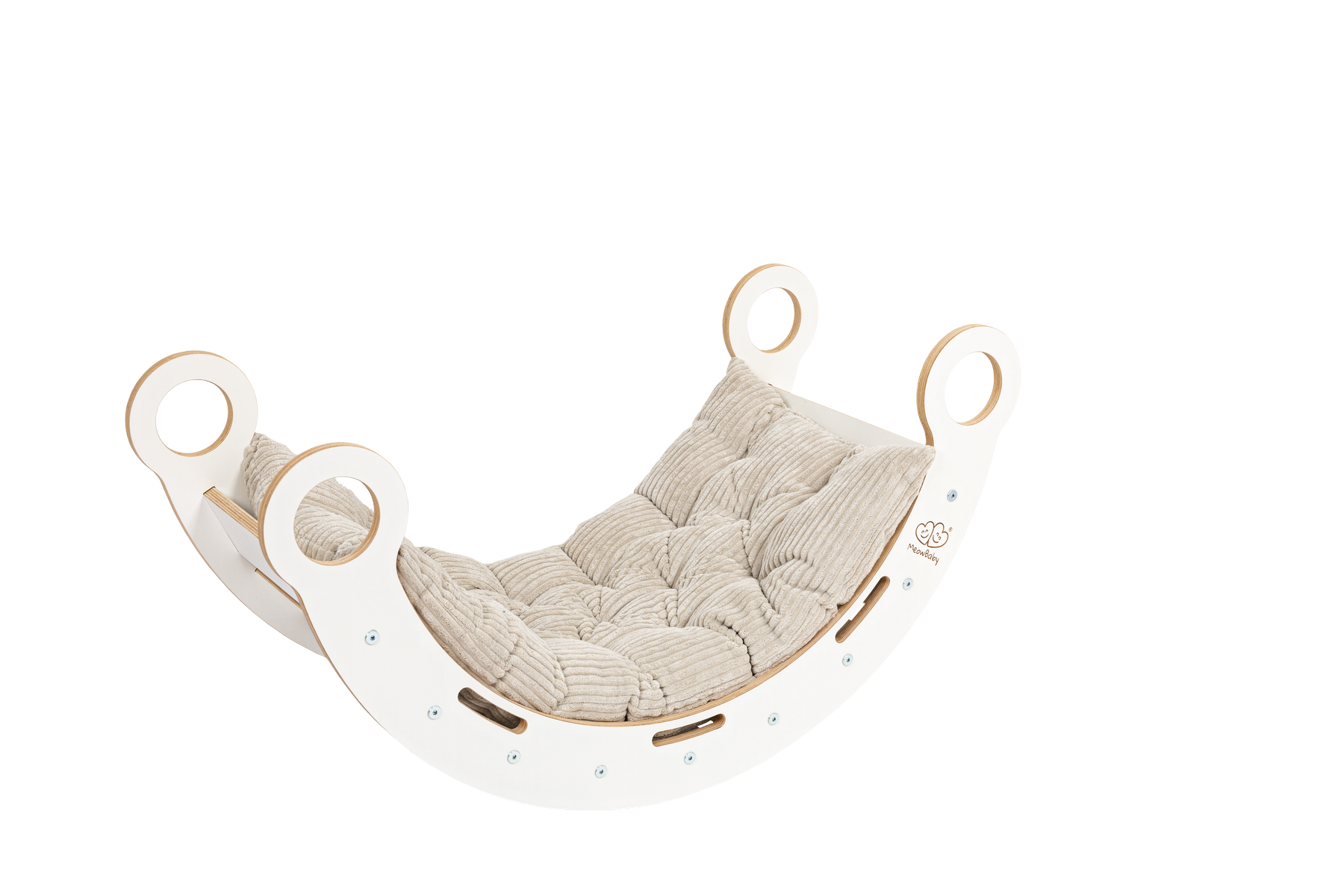 Mecedora Dream de madera blanca con almohada, tobogán y escalera - Grande - ZuriBoo