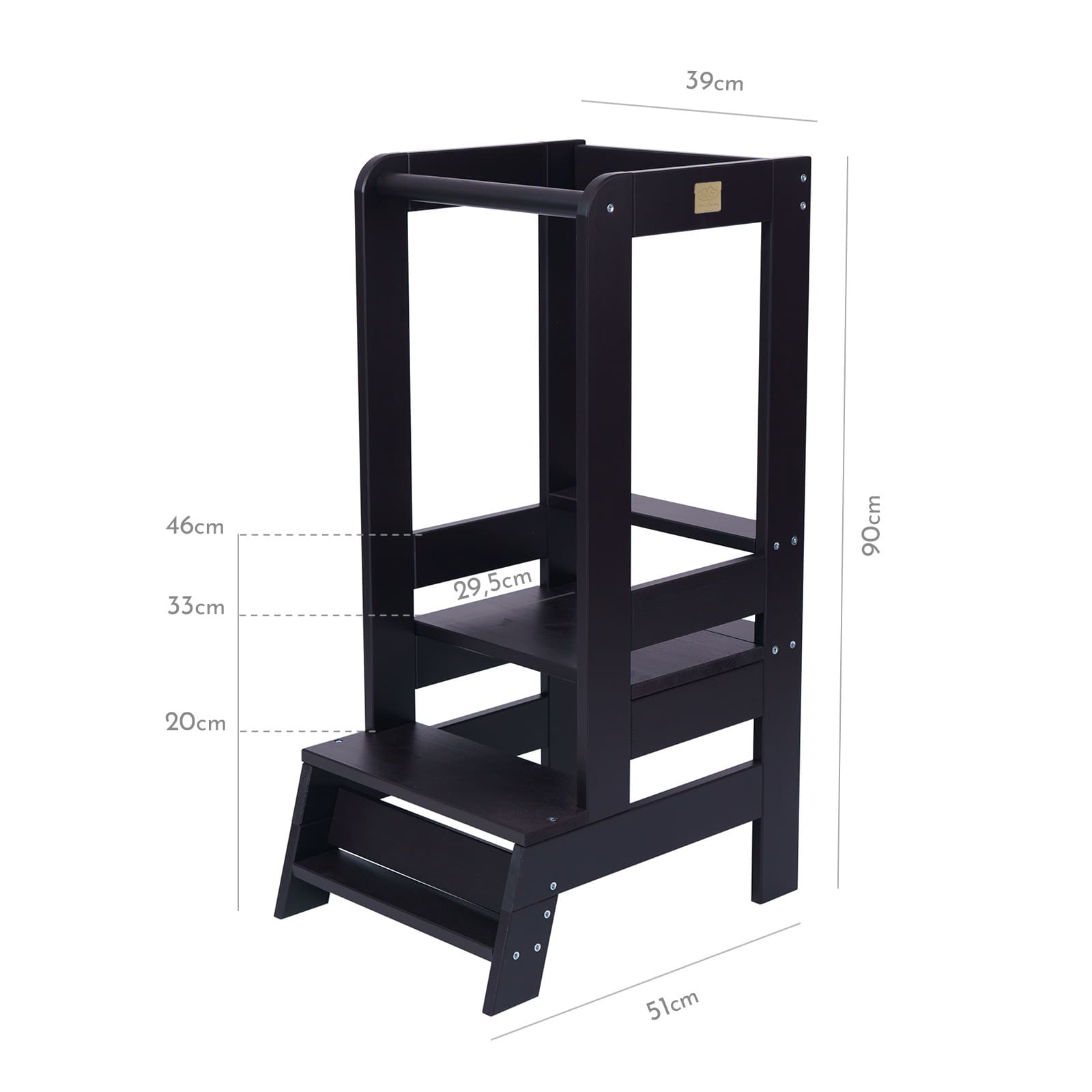 Ayudante de cocina de madera, negro