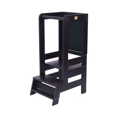 Ayudante de cocina de madera con tablero negro, negro