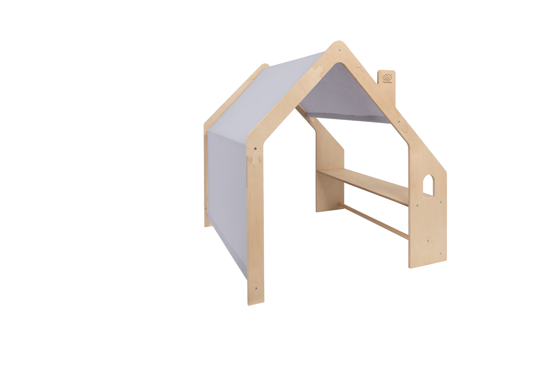MeowBaby® Casita de Madera Natural para Niños - Techo Azul - ZuriBoo