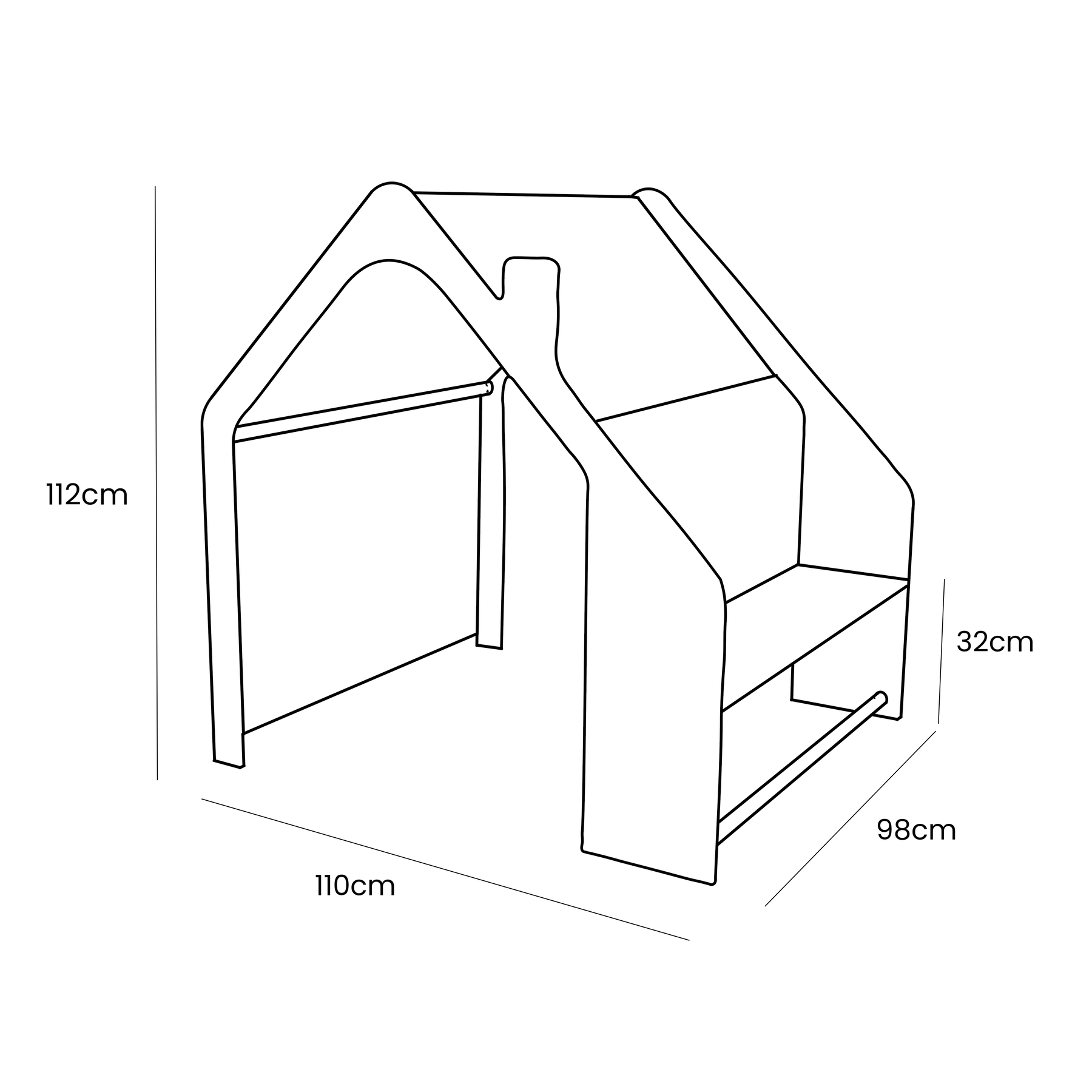MeowBaby® Casita de Madera Natural para Niños - Techo Azul - ZuriBoo