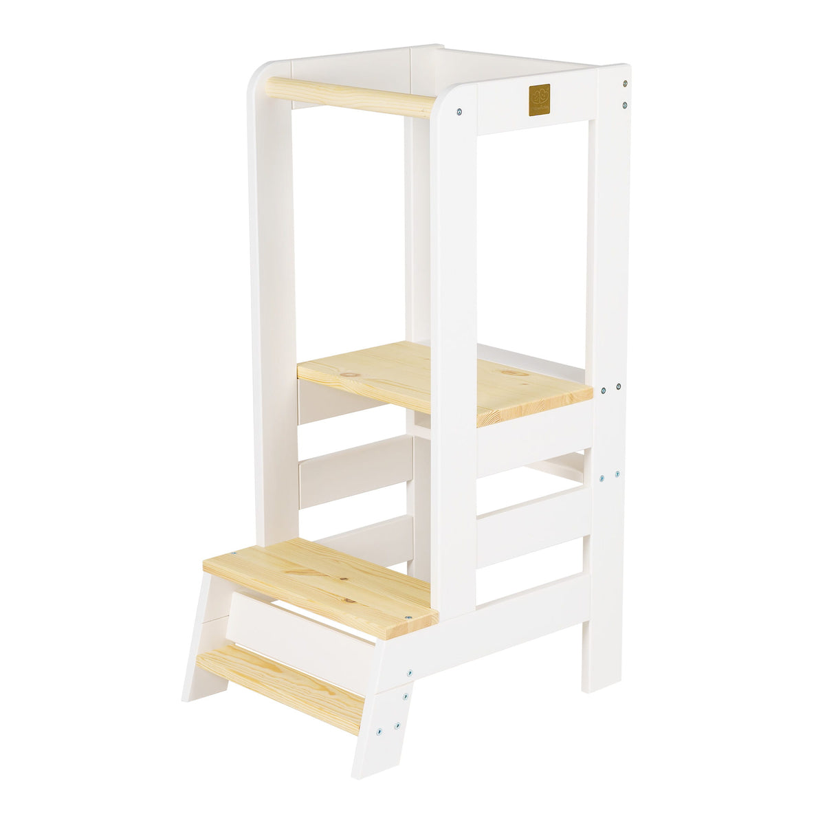 Ayudante de cocina de madera, blanco con elementos naturales