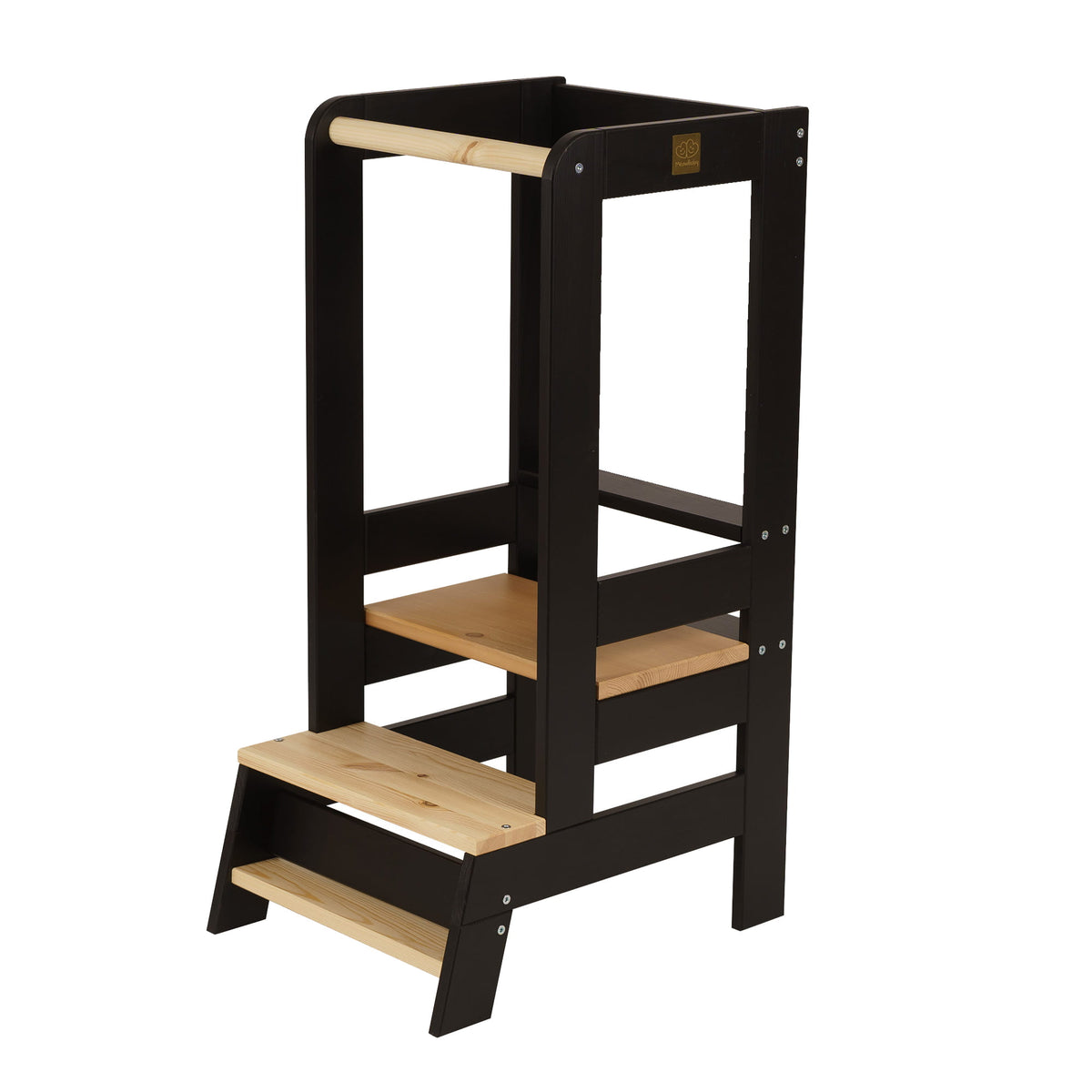 Ayudante de cocina de madera, negro con elementos naturales