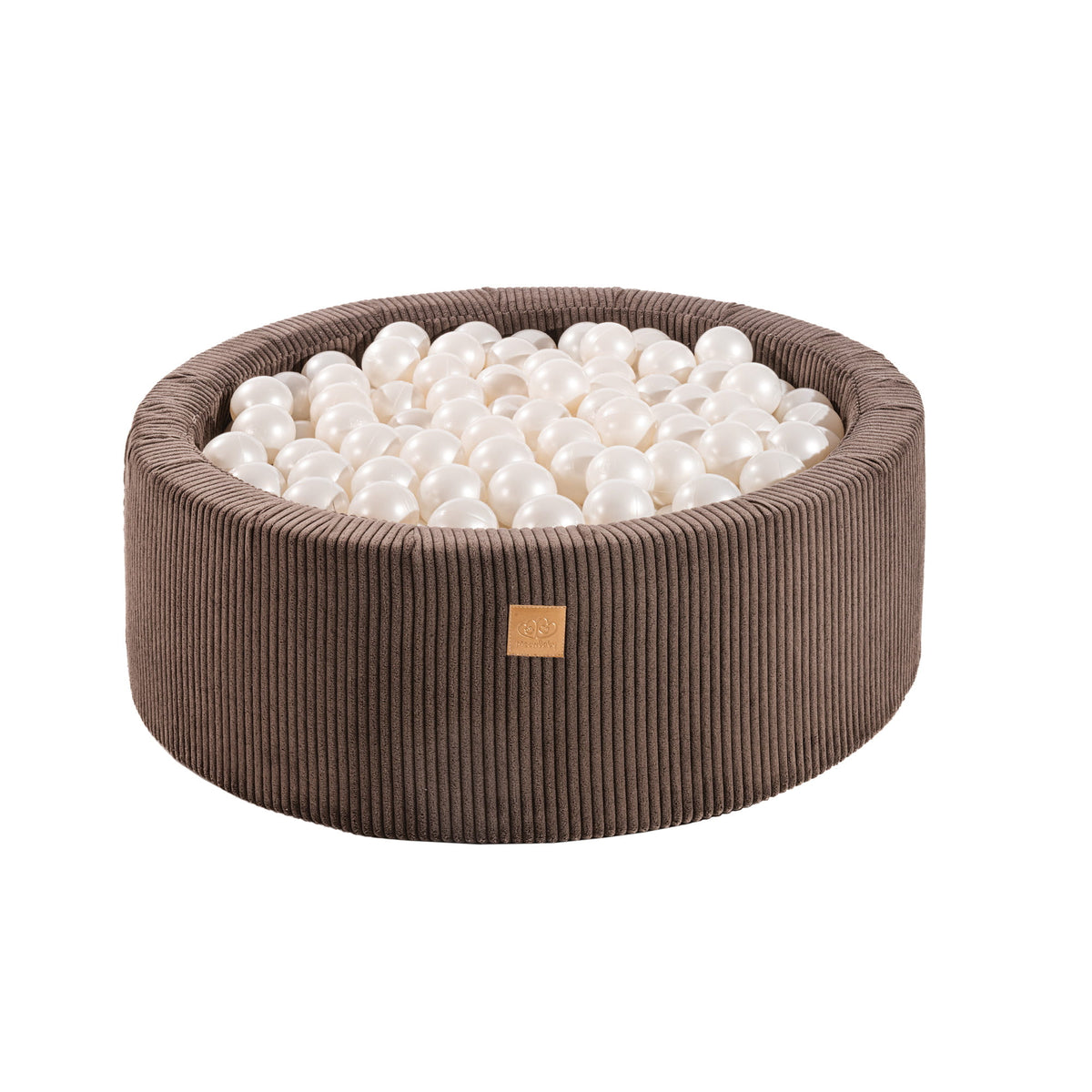 Piscina de bolas redonda con 200 bolas, 90x30 cm, marrón, estético