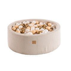Piscina de bolas redonda con 200 bolas, 90x30cm, Crudo, Estético