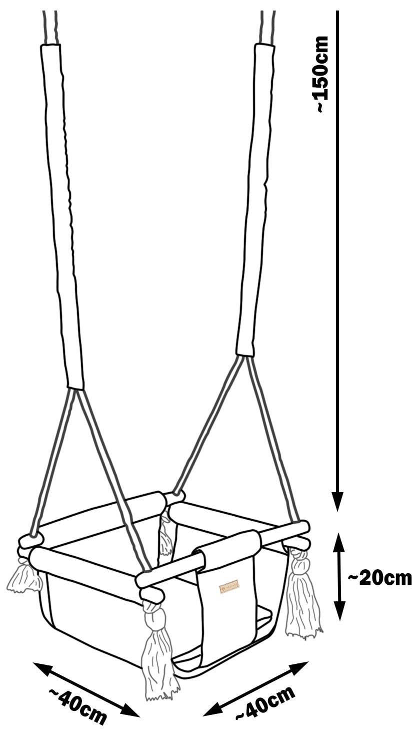 Columpio casero de algodón para niño con almohada.