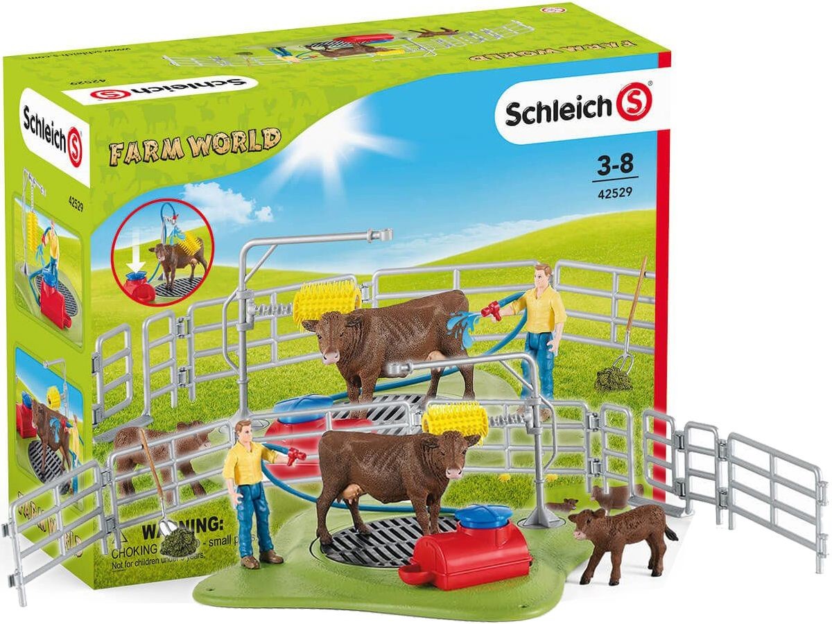 Schleich 42529 Farm World - Juego de lavado de vaca feliz