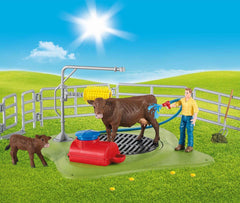 Schleich 42529 Farm World - Juego de lavado de vaca feliz