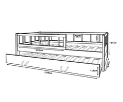 Cama infantil de madera con barandilla y espacio adicional para dormir 160x80cm