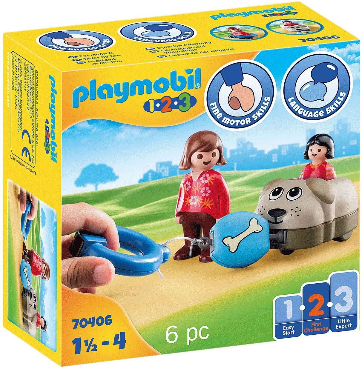 Playmobil Juego de ladrillos con figuras de carro de perro sobre ruedas 70406