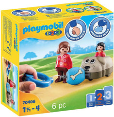 Playmobil Juego de ladrillos con figuras de carro de perro sobre ruedas 70406