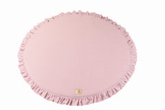 Alfombra de juego redonda de espuma para bebé, 100 cm, con volante certificado, terciopelo, rosa claro