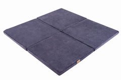 Baby Square Alfombra de juego plegable de espuma certificada, 120x120 cm, terciopelo, azul-gris