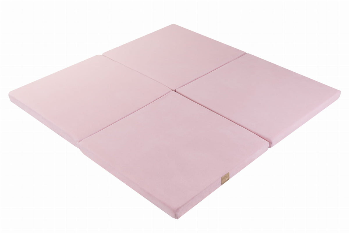 Baby Square Alfombra de juego plegable de espuma certificada, 120x120 cm, terciopelo, rosa claro