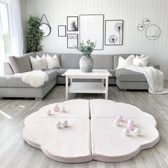 Baby Cloud Alfombra de juego plegable de espuma certificada, 160x160 cm, terciopelo, rosa claro