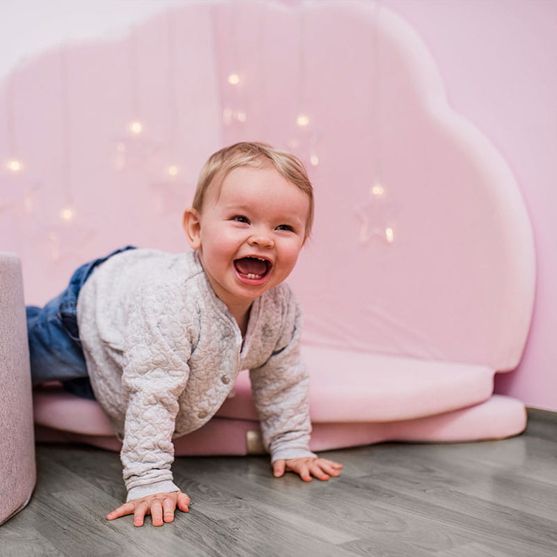 Baby Cloud Alfombra de juego plegable de espuma certificada, 160x160 cm, terciopelo, rosa claro