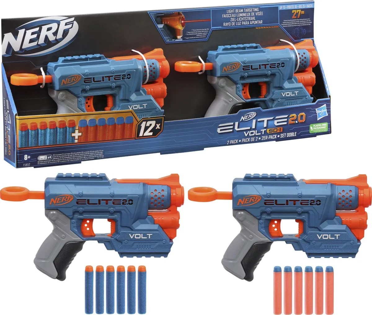 Pistola NERF Elite de 2,0 voltios Duopack F5852