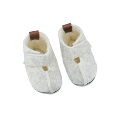 Pantuflas Infantiles KAKU de Lana de Oveja y Fieltro - Blanco - ZuriBoo