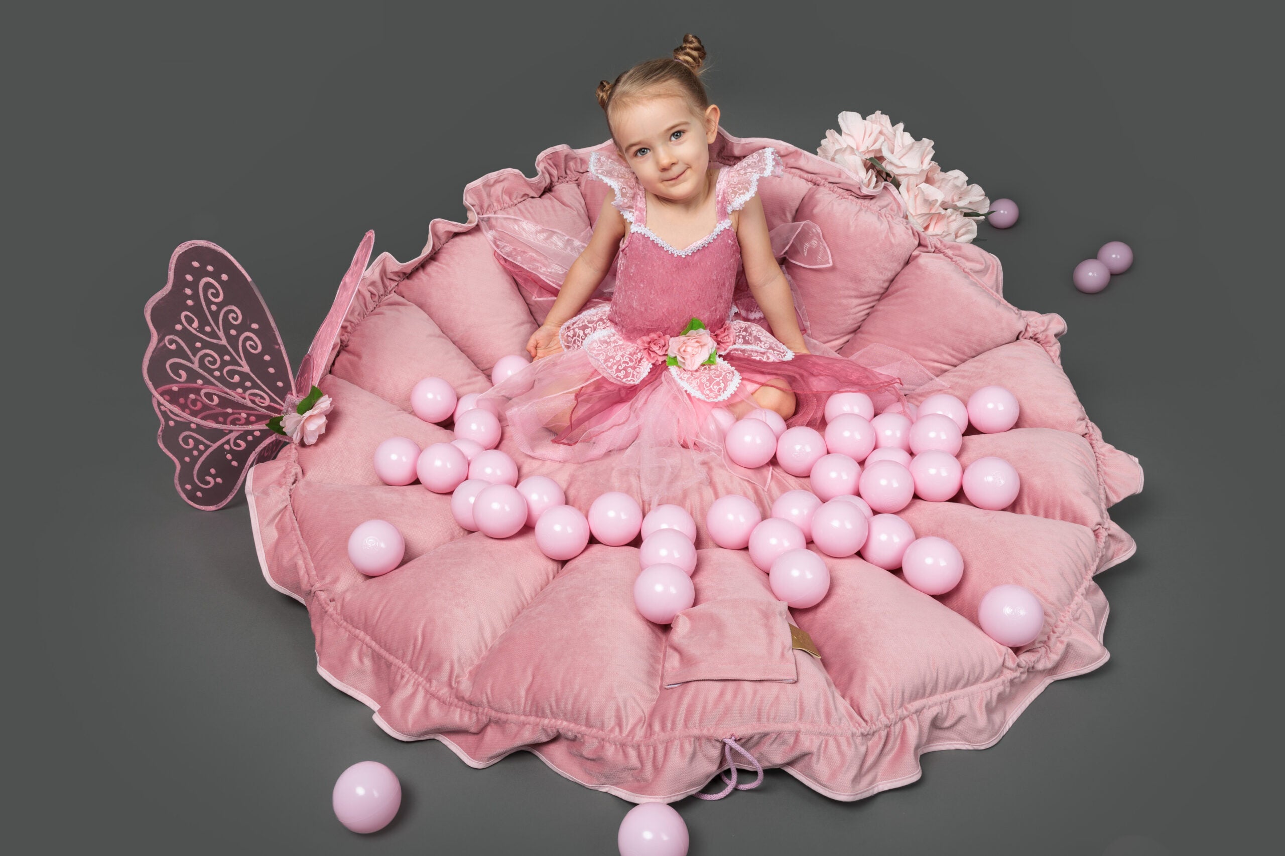 Alfombra de juego de flores con piscina de bolas MeowBaby® - Rosa - ZuriBoo