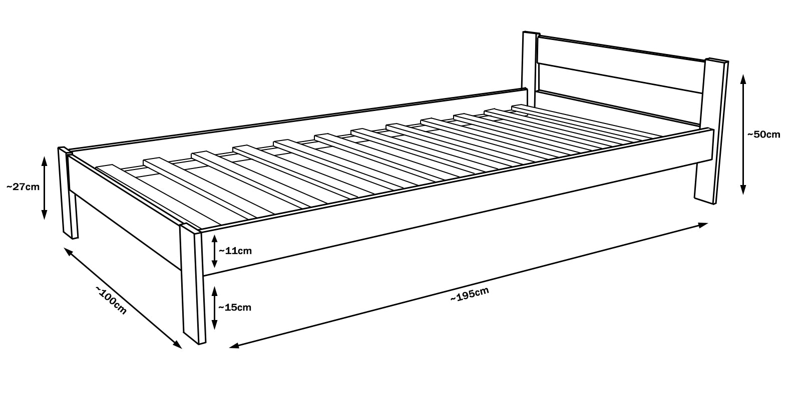 Cama infantil de madera 190x90 cm