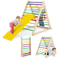 Escalera de Madera Triangular Plegable con Rampa para Escalar y Deslizar Escalera de Interior Casa para Niños Coloreado 120 x 71 x 110 cm