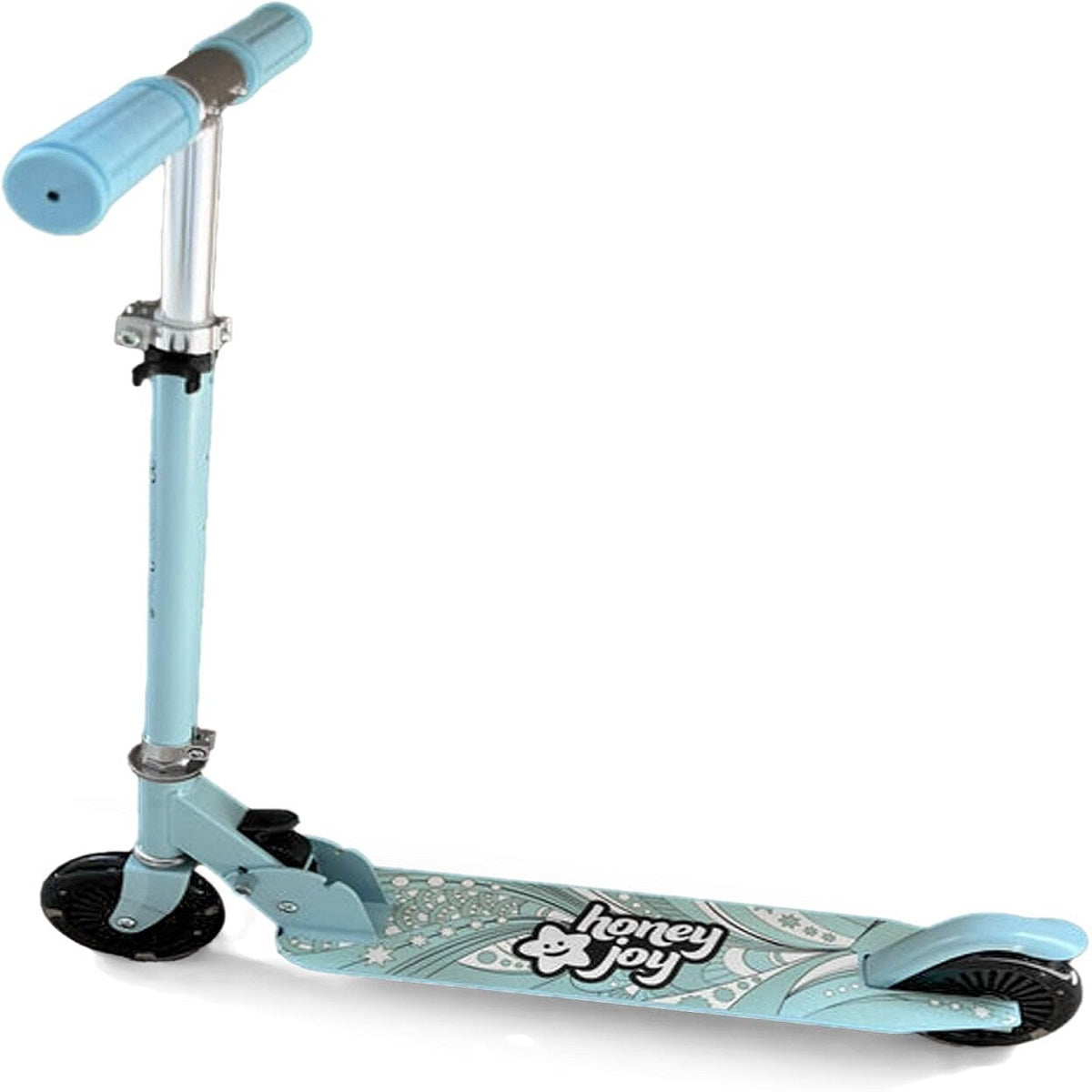 Patinete para Niños Plegable con 2 Ruedas Intermitentes Manillar Ajustable Sistema de Freno Trasero Azul Claro