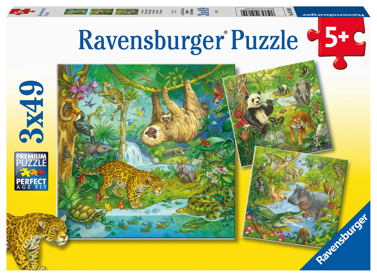 Ravensburger Puzzle 3X49 Pz Diversión En La Selva