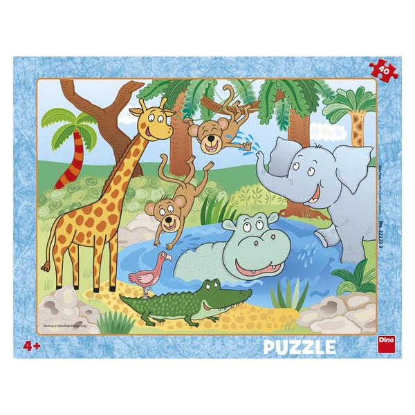 Puzzle Con Marco De Dinosaurio De 40 Piezas, Animales En El Zoológico