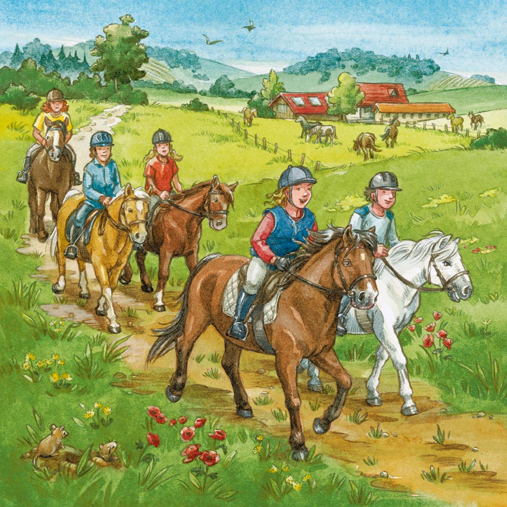 Ravensburger Puzzle 3X49 Pc Un Día Con Caballos Puzzle