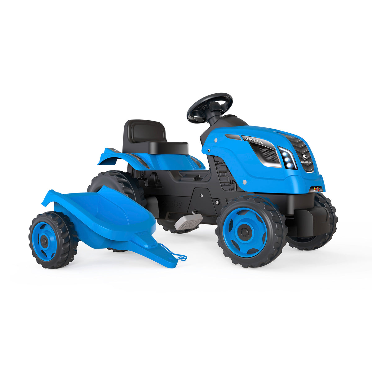 Smoby Traktor Blue Farmer Xl Con Carro