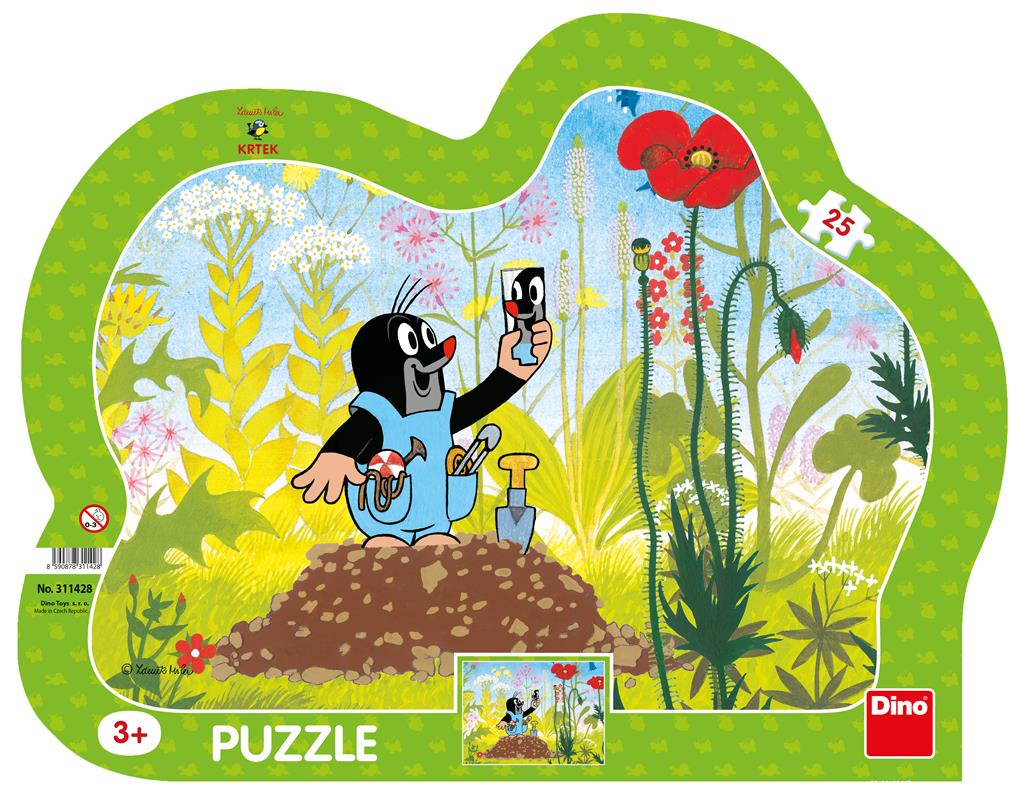 Dino Frame Puzzle Silueta De 25 Piezas, Little Mole