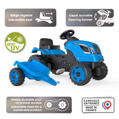 Smoby Traktor Blue Farmer Xl Con Carro