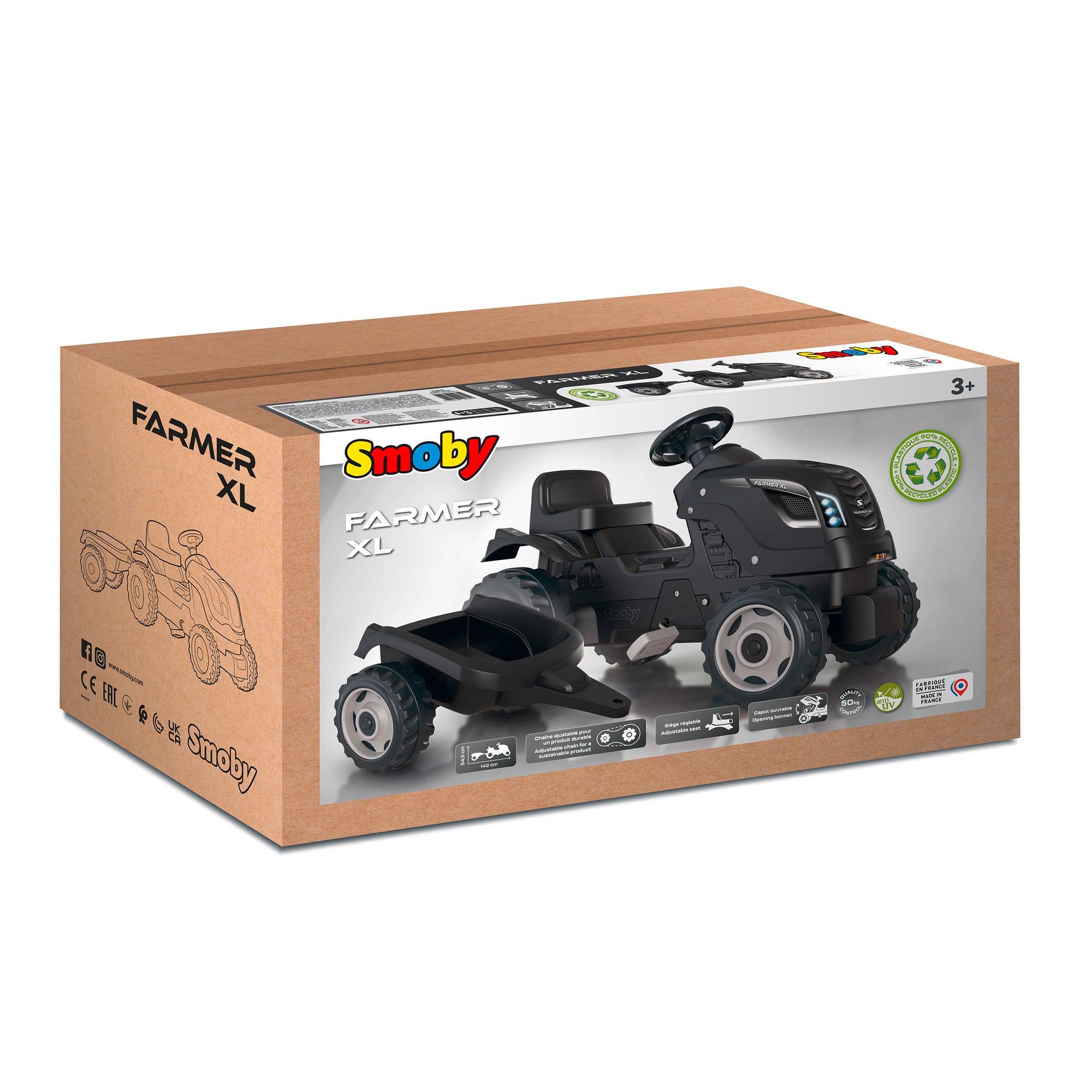 Tractor Smoby Farmer Xl Negro + Remolque