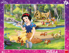 Puzzle Con Marco De Dinosaurio, 40 Piezas, Blancanieves Y Animales