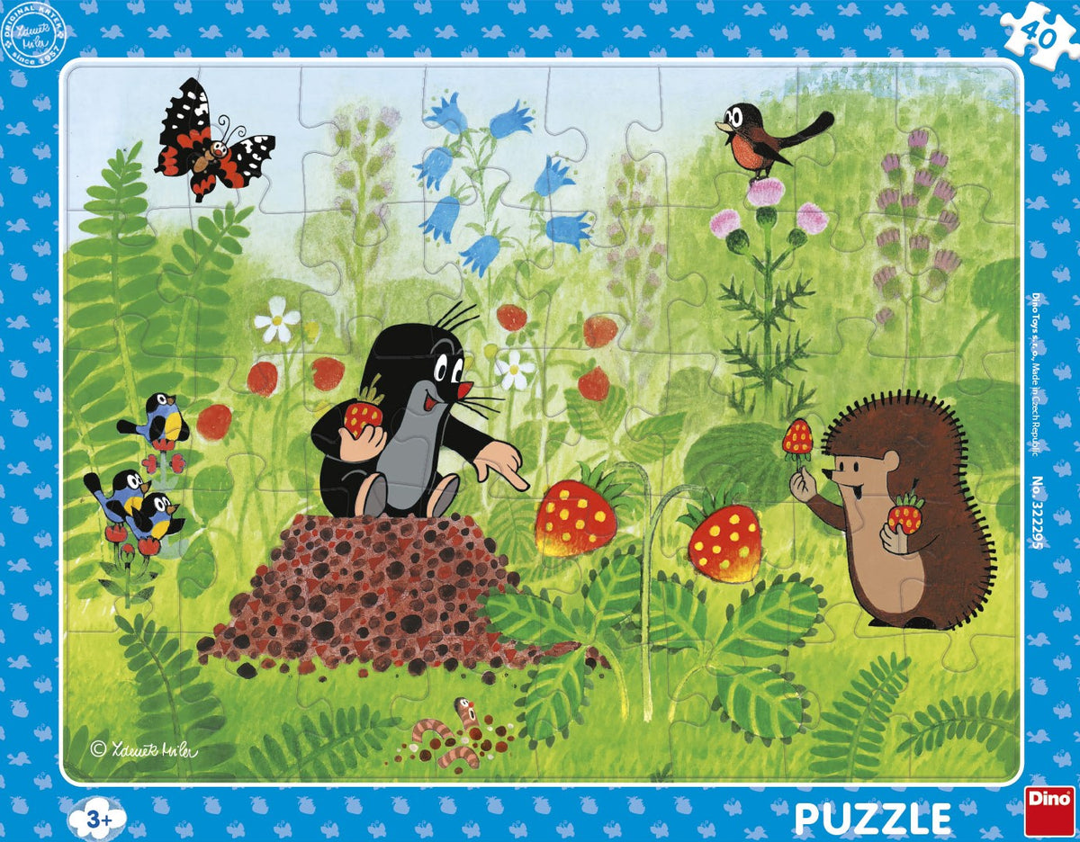 Dino Frame Puzzle 40 Piezas, Topo Sobre Una Fresa