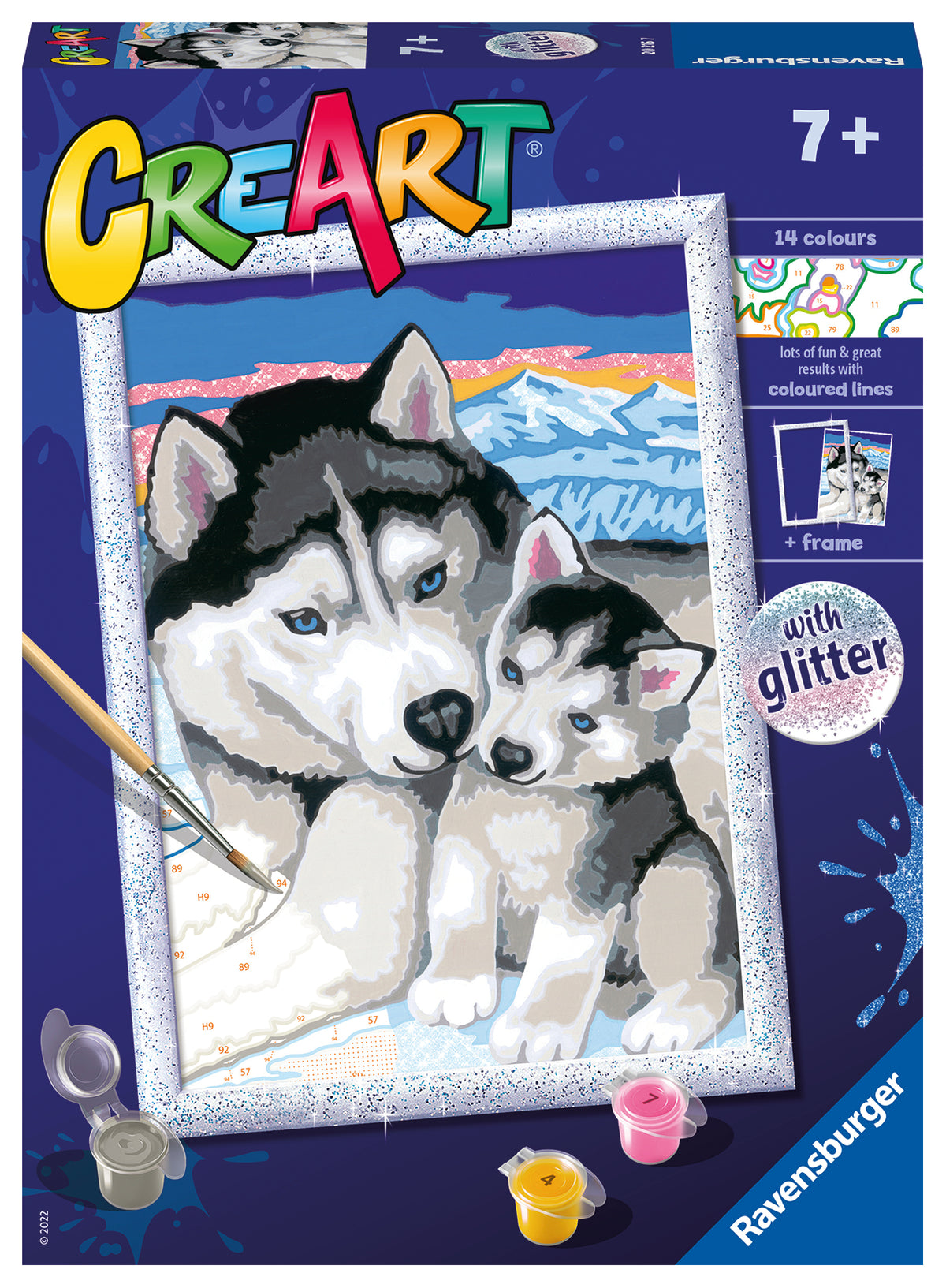 Pintura por números Ravensburger, lindos perros esquimales