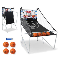 Juego de Canasta Plegable Máquina de Baloncesto Juguete Contador Electrónico Canasta con Soporte Red Cesta de Baloncesto Blanco