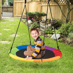 Columpio Nido para Niños Columpio Redondo Diámetro 100 cm Altura Ajustable Carga hasta 150 kg Multicolor