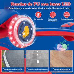 Patinete Plegable para Niños de 37-60 Meses con Ruedas de PU Luz LED Freno Trasero Inclinación para Dirigir Manillar Ajustable Azul