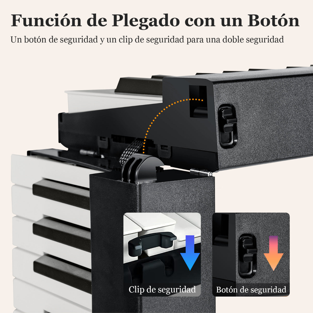 Teclado de Piano Eléctrico Plegable 88 Teclas Iluminadas Tamaño Completo Piano Digital Portátil MP3/USB/MIDI 126 x 30 x 22,5 cm Negro